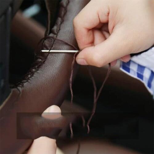 Braid On Steering Wheel Car Steering Wheel Cover With Needles and Thread Artificial leather Diameter 38cm Steering cover couvre