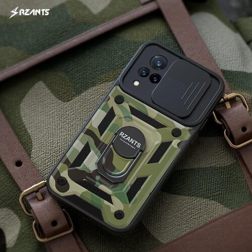 Rzants For VIVO V21 V21E 4G Case [Jungle tank] Camera Protection Rotation Ring Stand Holder Camouflage Cover