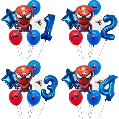 Spider Cartoon Balloons Foil Balloons Super Hero Birthday Party Decorations Number Balloon Star Kids Toys