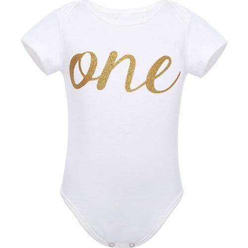 Newborn Baby Clothing Toddler Boys Girl Christening Gown Baby First 1st Birthday Party Romper Infant Letter ONE Jumpsuits