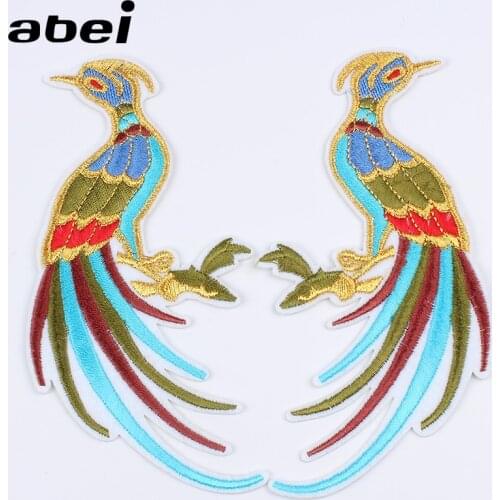 Diy Big Size Peacock Patch Iron On Phoenix Stickers Embroidery Cartoon Animal Badge Sewing Apparel Backpack Jeans Coat Appliqued