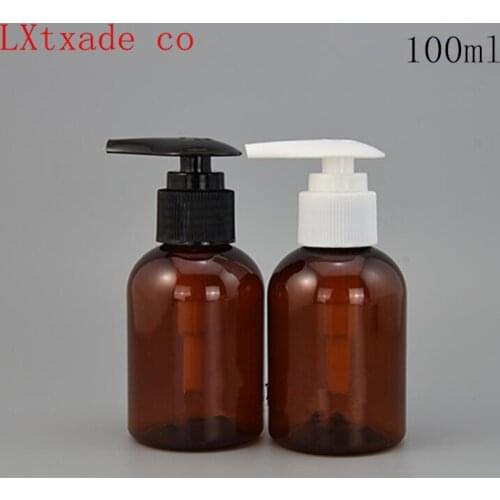 100ml Brown Red Plastic Pump Perfume bottle Wholesale Retail Originales Refillable Shampoo Lotion Empty Packaging Containers