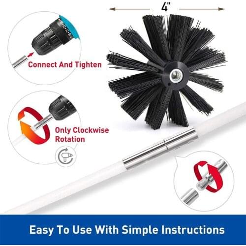 Flexible Rods With Brush Head Chimney Cleaner Sweep Rotary Fireplaces Inner Wall Cleaning Brush Cleaner Chimneys Accessories