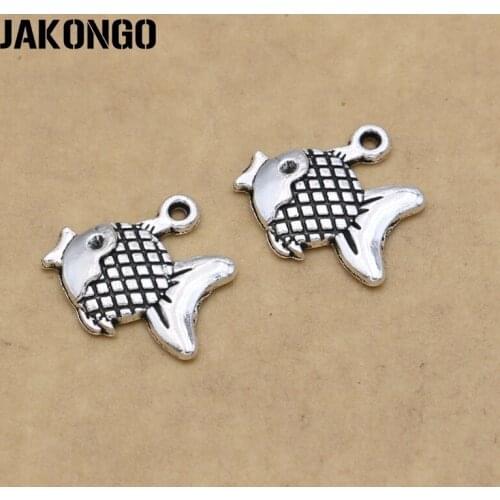 JAKONGO Antique Silver Plated Fish Charm Pendants for Jewelry Making Bracelet Accessories Jewelry Findings DIY 15pcs/lot