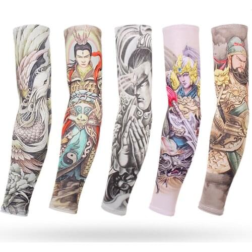 Chinese wind ice silk sun protection sleeve outdoor flower arm tattoo tattoos for men and women arm sleeve fishing sleeves