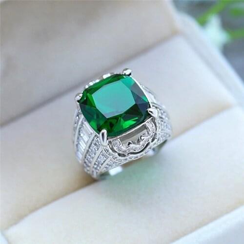 2021 Trend New Square Green Stone Rings for Women Wedding Party Rings Shiny Zircon Engagement Ring Fashion Emerald Color Jewelry