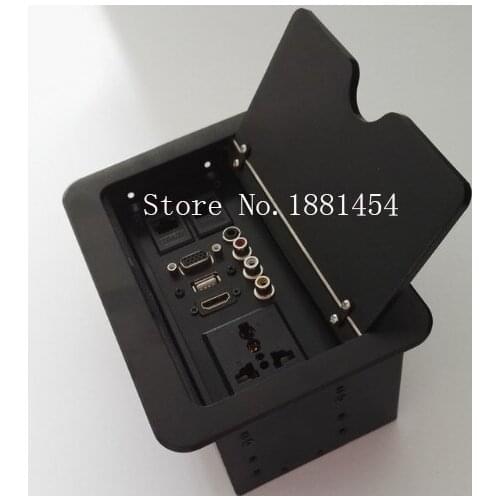 Short Brush multimedia tabletop socket / HDMI audio USB VGA multimedia slide brush outlet for conference system sliding outlet