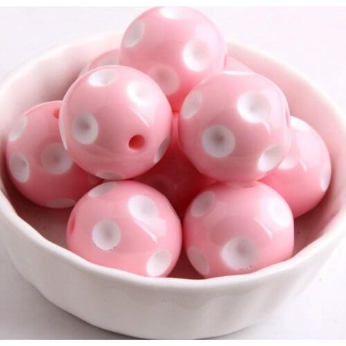 Kwoi vita Colorful Handmade 20mm 100pcs Pink Color Resin Acrylic Polka Dot Beads for Chunky beads necklaceWholesales