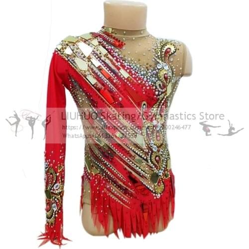 LIUHUO rhythmic gymnastics leotards girls pink performance wear ballroom Artistic gymnastics Ice Skating dress exotic dancewear