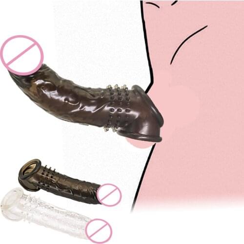 Penis Sleeve Delayed Ejaculation Sex Toys For Men Reusable Condom Penis Enlargement Cock Rings Penis Extender Sleeve Ring