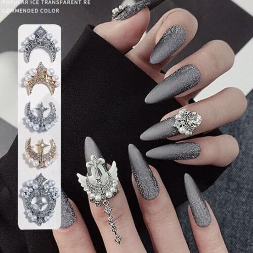 2pcs Metal Luxury Zircon Nail Art Accessories Japanese Style Nail Art Pendant 3D Alloy Pearl Decoration DIY Manicure Accessories