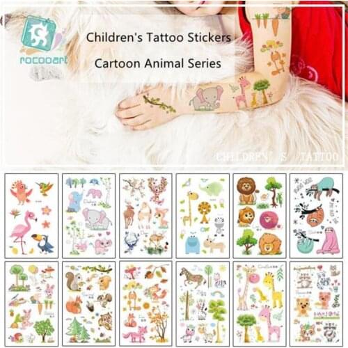 Cute Cartoon Animals Design Water Transfer Waterproof Temporary Tattoos Stickers For Kids Girl Children Gift Fake Tattoo