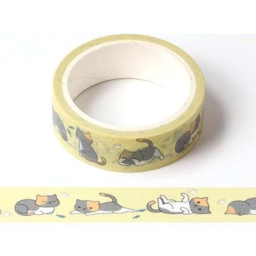 Cute Cat Washi Tape Set Japanese Paper Planner Masking Tape Adhesive Tapes Stickers Decor Stationery animal Tape