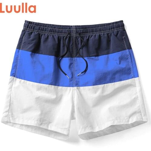 Men 2021 Summer New Casual Patchwork Flexi Waist 100% Nylon Shorts Men Fashion Vintage Print Loose Fit Pockets Shorts Dresses