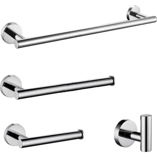 Bathroom Hardware Set Stainless Steel Mirror Round Towel Bar Toilet Paper Holder Towel Ring Robe Hook
