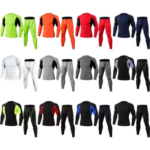 New Men Compression Sport Suits Quick Dry Running sets long Clothes Sports Joggers Training Gym Fitness Tracksuits Running suit