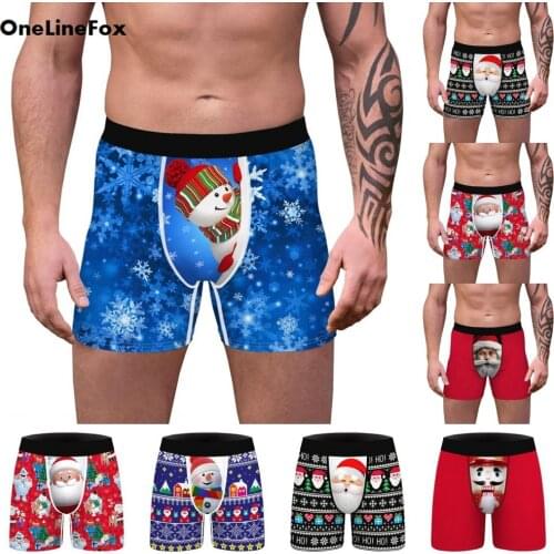 OneLineFox Mens Christmas Underwear Casual Boxers Shorts High Quality Underpants Comfortable Panties 3D Funny Print Male Boxer
