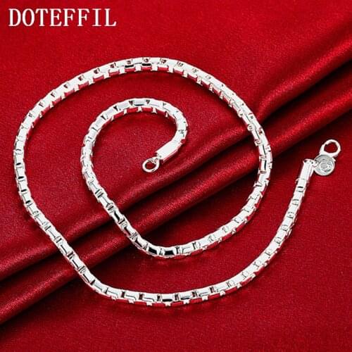 DOTEFFIL 925 Sterling Silver 20 Inch Round Box Chain Necklace For Men Women Charm Wedding Engagement Party Fashion Jewelry