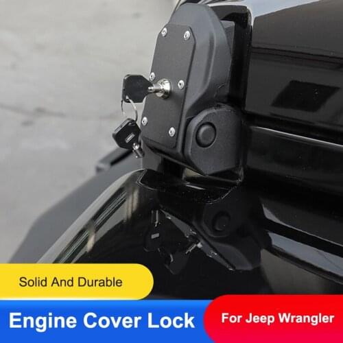 QHCP Car Engine Cover Lock Hook Bonnets Protector Covers With Key Anti-theft For Jeep Wrangler JL 2018 2019 Exterior Accessories