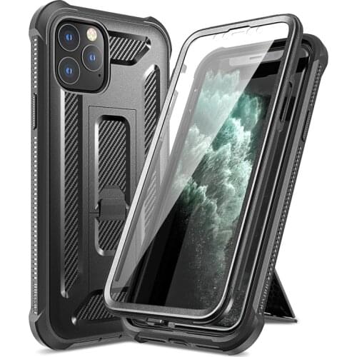 GrandEver Luxury black Hard case For iPhone 11 pro Max Case Black cover Screen protect Bring Support Kickstand Phone capa Cover