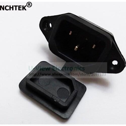 NCHTEK 10A 250V IEC 320 C14 Male Plug AC Power Socket with Rubber Waterproof Cover/Free DHL Shipping/300PCS