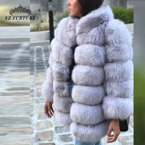 2020 YZ Future New Fashion Real Fox Fur Coats Solid Women Winter Fox Fur With Fur Collar Natural Fur Coat Thick Warm Luxurious