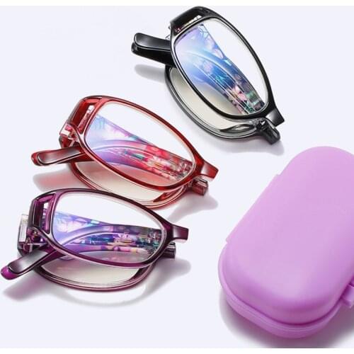 Folding Reading Glasses Women Anti Blue Light Foldable Full Frame Presbyopic Glasses Fashion +1.0+1.5+2.0+2.5+3.0+3.5+4.0