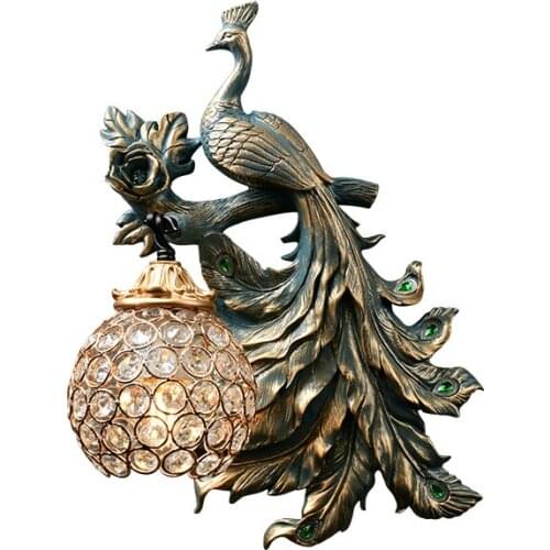 Modern Vintage Peacock Wall Lamps for Living Room Led Sconce for Dining Room Deco Corridor Wall Sconce Lamp Mirror Wall Lighting