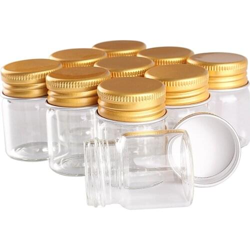 24 pieces 15ml 30*40mm Glass Bottles with Golden Aluminum Caps Glass Jars Glass Vials for Wedding Crafts Gift