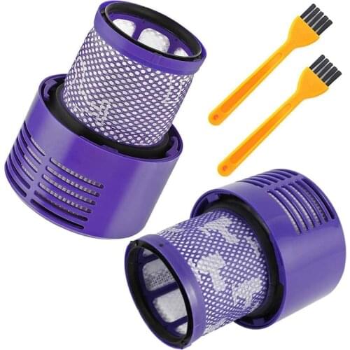 TOP!-2 Pcs Washable Replacement Filter With 2 Pcs Cleaning Brush For Dyson V10 SV12 Vacuum Cleaner Replacement Parts