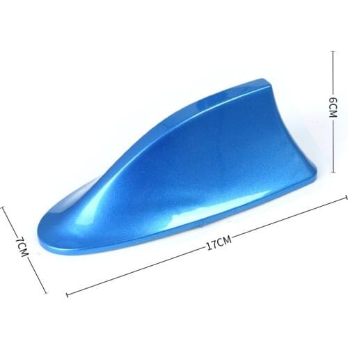 Universal Car Roof Blue Shark Fin Antenna Cover AM FM Radio Signal Aerial Adhesive Tape Base Fits Most Auto Cars SUV Truck