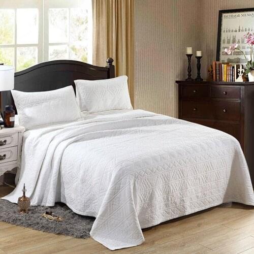 Quality Cotton Bedspread on the Bed Quilt Set 3-piece Quilted Blanket for Bed Covers Pillowcase King Size Embroidered Coverlets