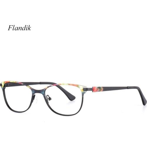 Womens Metal Glasses Frame Optical Stainless Steel Eyeglasses Prescription Mopia Presbyopia Spectacles Frame 2020 New Fashion