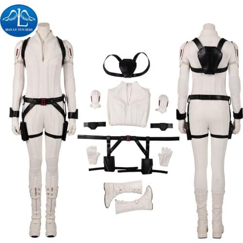 Manluyunxiao Widow Cosplay Black Natasha Romanoff White Jumpsuits Halloween Costume For Women Superhero Masquerade Outfit