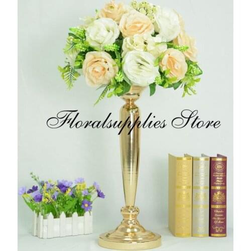 Gold flower vase metal flower stand centerpieces for wedding table decoration Event Flower Rack Road Lead