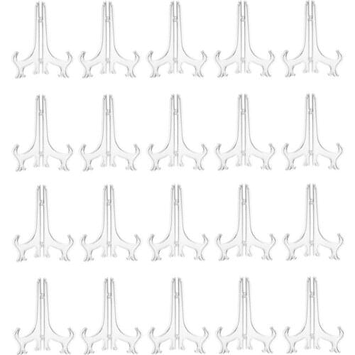 20pcs 3 Inch Transparent Plastic Hanging Holder Picture Frame Folding Stand Handicraft Display Decorative Rack