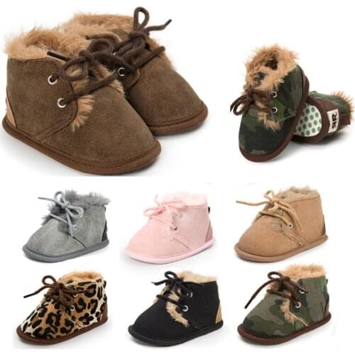 2019 New Fashion Baby Snow Boots Winter Warm Baby Boots Infant Toddler Boots Shoes Light First Walkers Leather