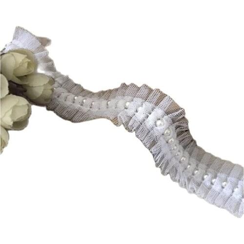 3.5cm Wide Lace Ribbon White Jacquard Organza 1M Ribbons Apparel Sewing Fabric DIY Gift Packaging Wedding Decoration Ribbon L-6