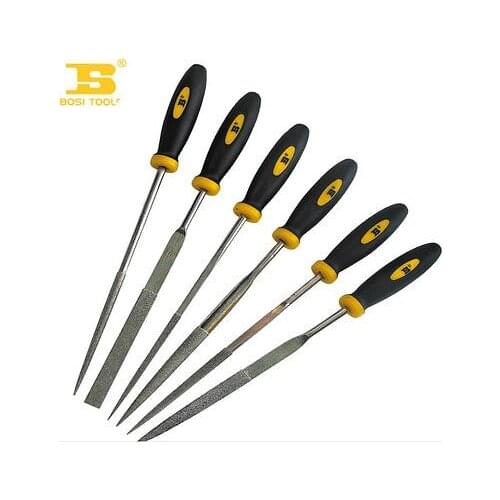 4mm Diamond File GCR15# Steel Quenched 6pcs Finishing Tool Set w Handle
