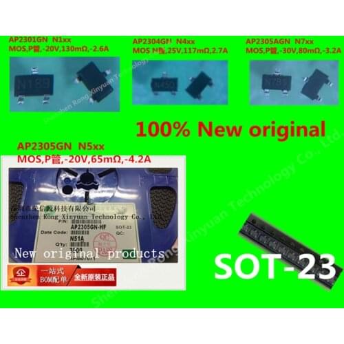 50 pieces / lot AP2301GN AP2301 N18B . AP2304GN AP2304 N45D . AP2305AGN AP2305 N7B5 . AP2305GN AP2305 N51A . 100% New original