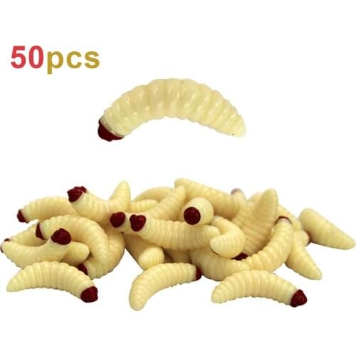 50pcs/ Outdoor Winter Fishing Bionic Soft Bait Aphid 2cm/0.5g Artificial Manufacturing Soft Bait Sink Fishing Accessories Lure