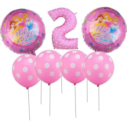 7pcs/set Disney Frozen Princess Elsa Anna Sleeping Beauty Balloon Baby Shower Toy Aluminum Film Balloon Kid Birthday Party Decor