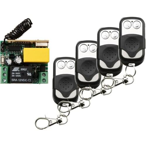AC220V 1CH 10A RF Wireless Remote Control Relay Switch Light System 433Mhz/315Mhz Receiver + 2 Button Metal Protect Transmitter