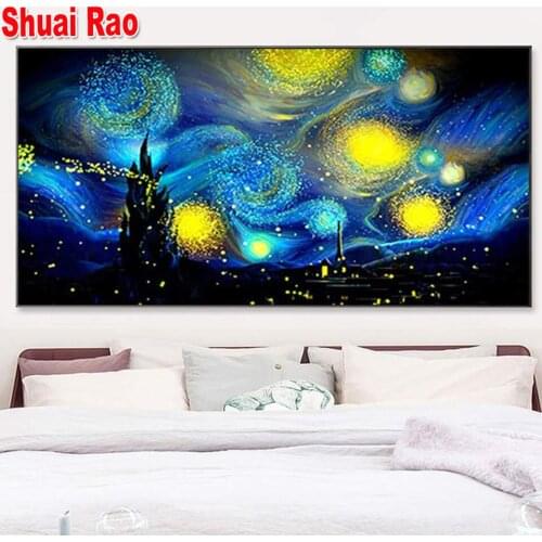 5d diy Diamond Painting Starry sky diamond mosaic full square round drill diamond embroidery cross stitch Large Size Landscape