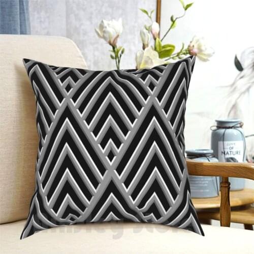 3-D Art Deco Ornate Silver Pattern Pillow Case Printed Home Soft DIY Pillow cover 3 D Art 3 D Art Pattern 3 D Black And