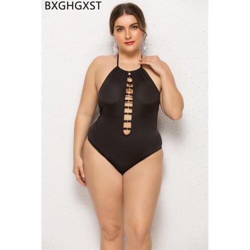 Black swimsuit sexy monokin one pice swimsuit women thong fashion bikini one piece swimsuit plus size one plus traje de baño 5xl