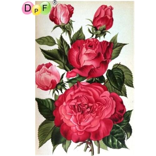 DPF DIY The red flowers wall painting diamond mosaic square crafts diamond painting cross stitch diamond embroidery home decor