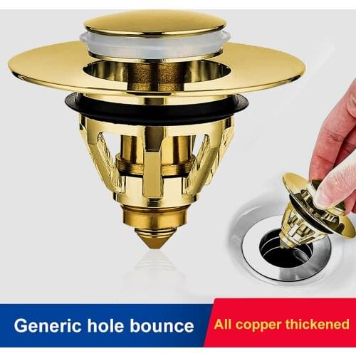 Universal Sink Drain Filter Stainless Steel Bounce Core Push-type Sink Filter Converter Bathroom Wash Basin Drain Pipe Fittings