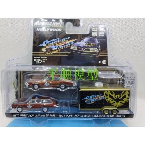 GREENLIGHT 1/64 1977 Pontiac lemans Safari Wagon Police Car enclosed car hauler Limited edition simulation resin vehicle model