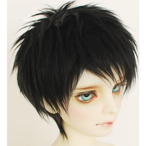 M10 children handmade toy 1/12 1/8 1/6 1/3 1/4 uncle Doll wig BJD/SD doll props Accessories black short color no.38 hair 1pcs